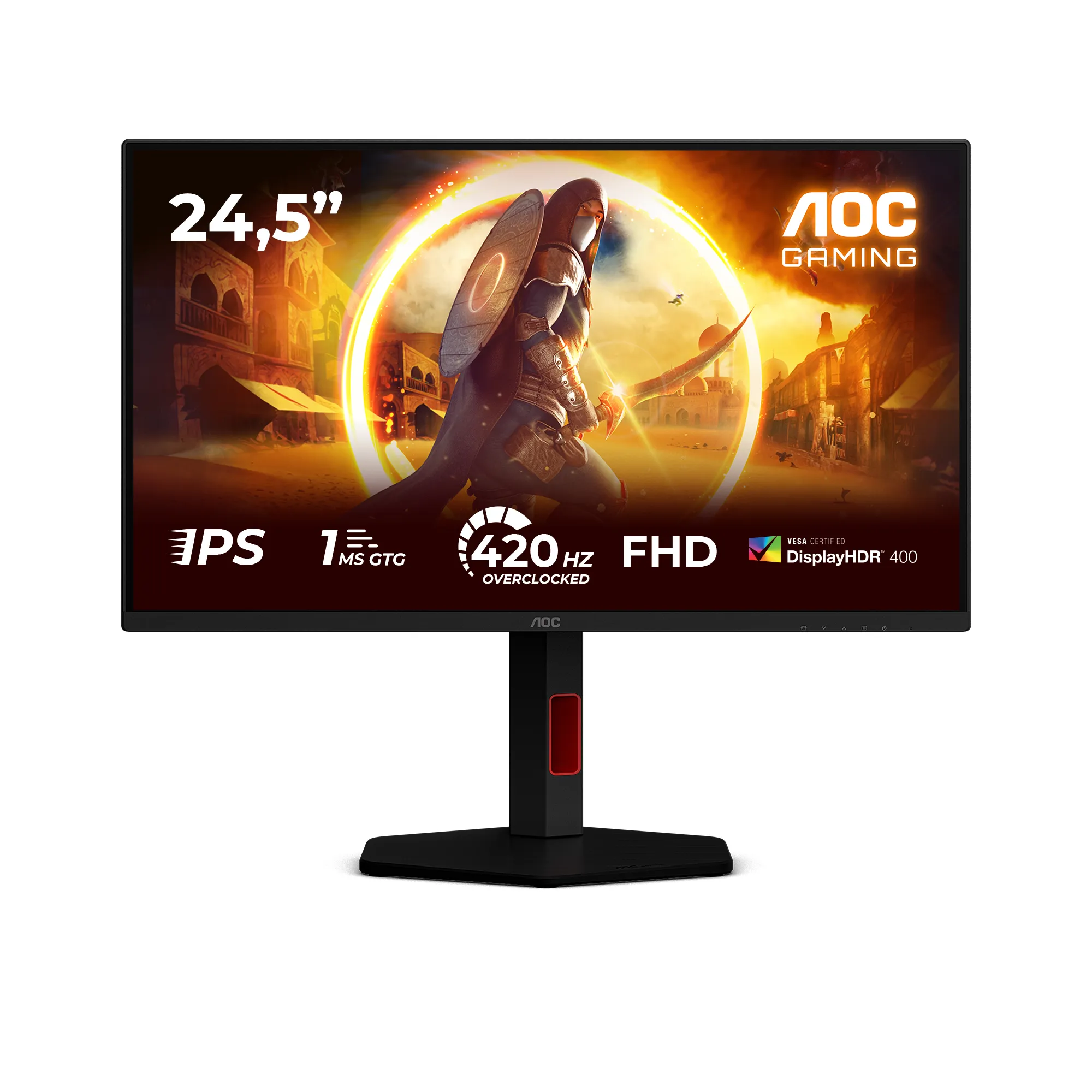 AOC 25G4KUR 24.5" Full HD, Fast IPS 420Hz gamingsk&auml;rm med USB hub