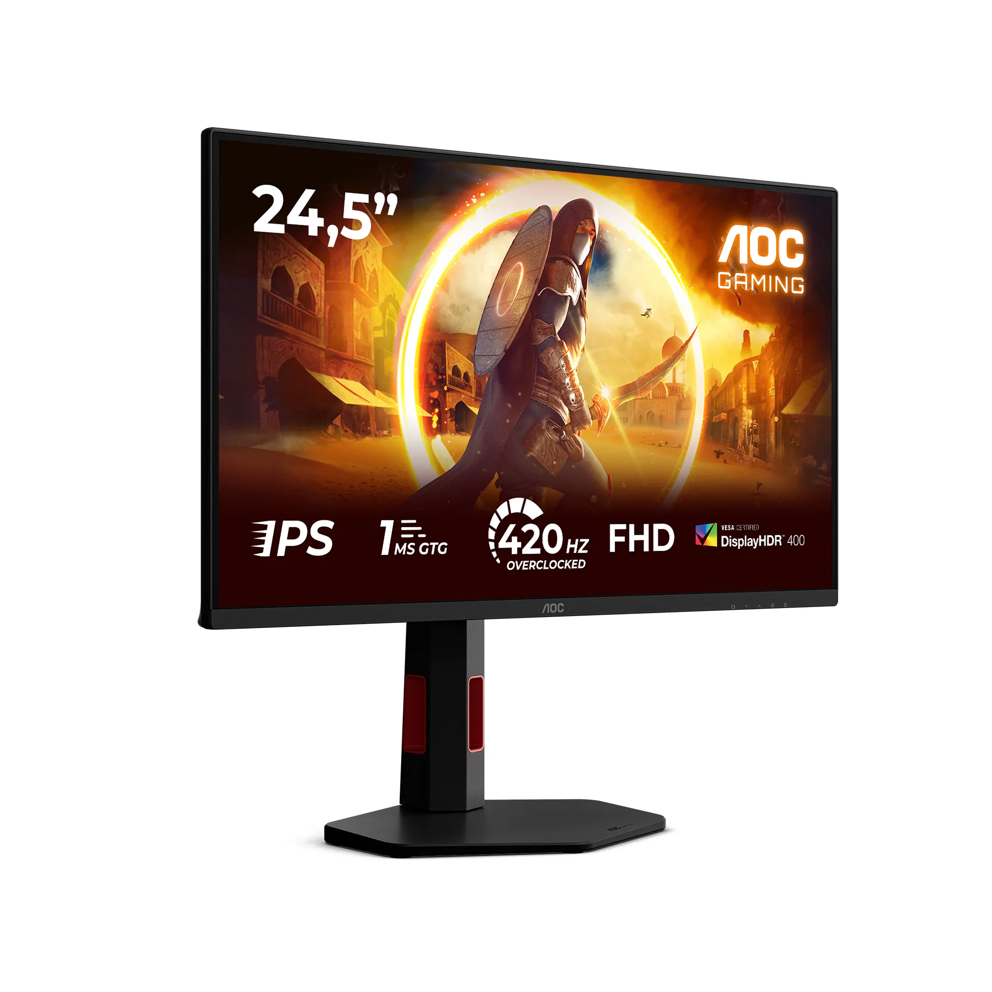 AOC 25G4KUR 24.5" Full HD, Fast IPS 420Hz gamingsk&auml;rm med USB hub