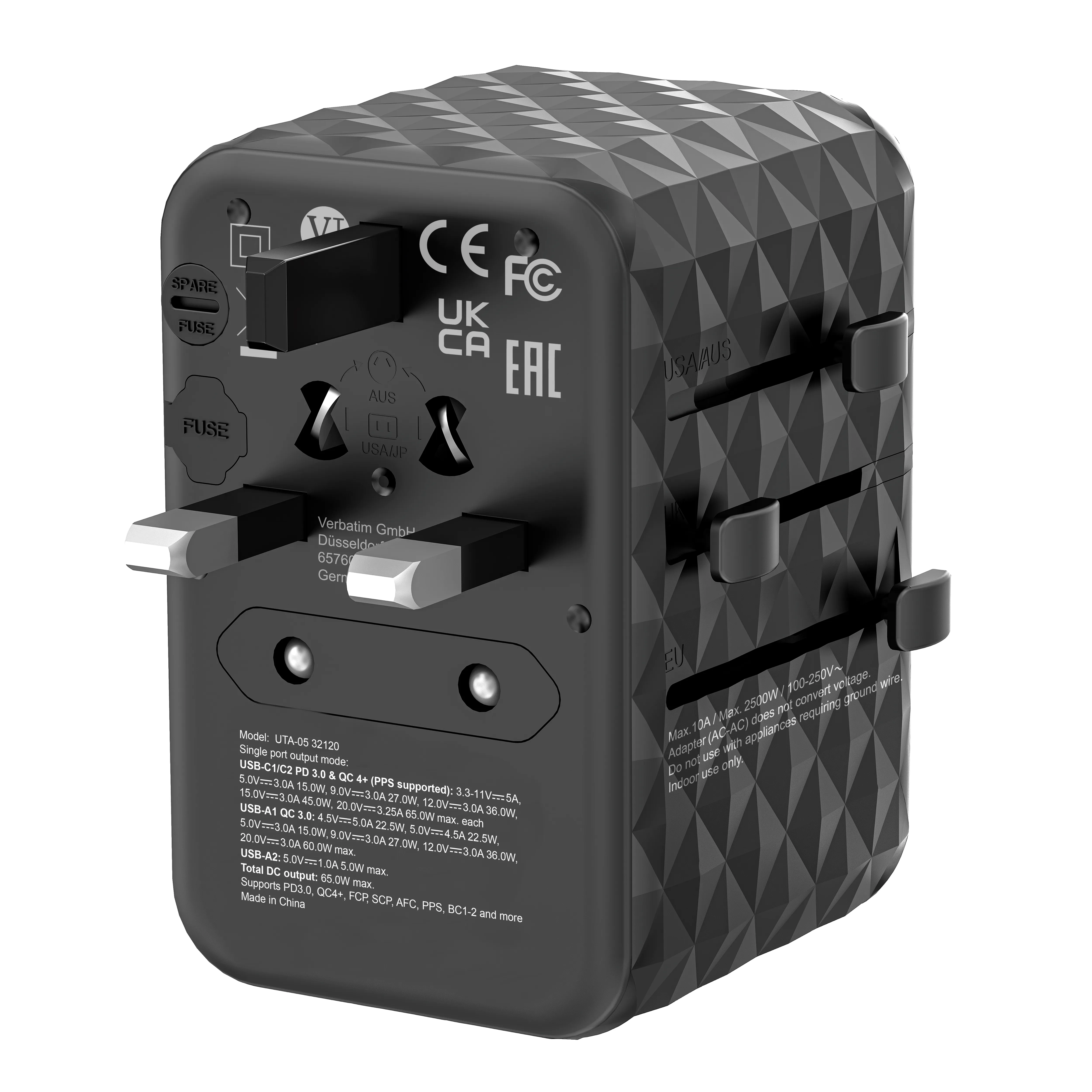 Verbatim UTA-05 GaN III Universal Travel Adapter 2 x USB-C PD -laturi