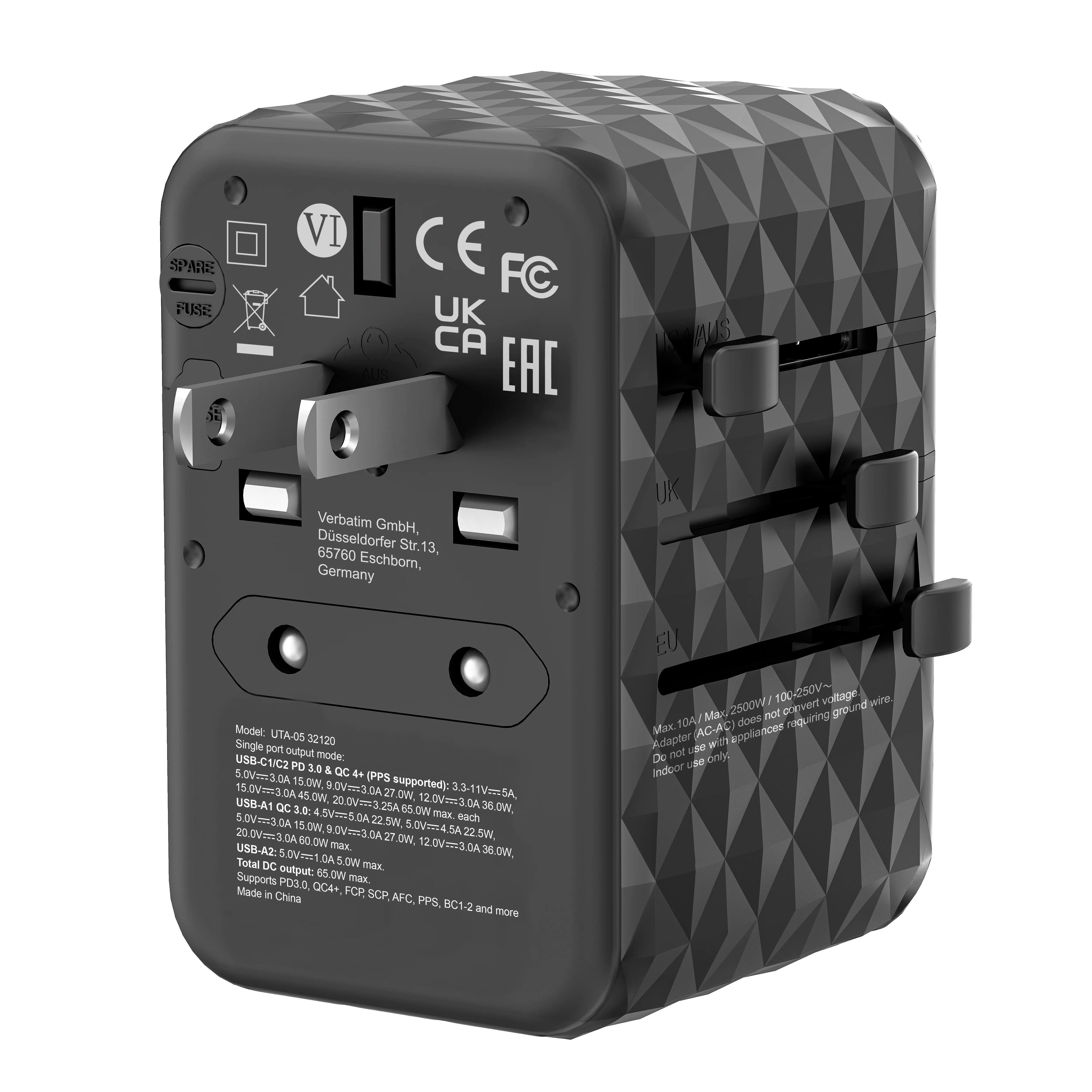 Verbatim UTA-05 GaN III Universal Travel Adapter 2 x USB-C PD -laturi