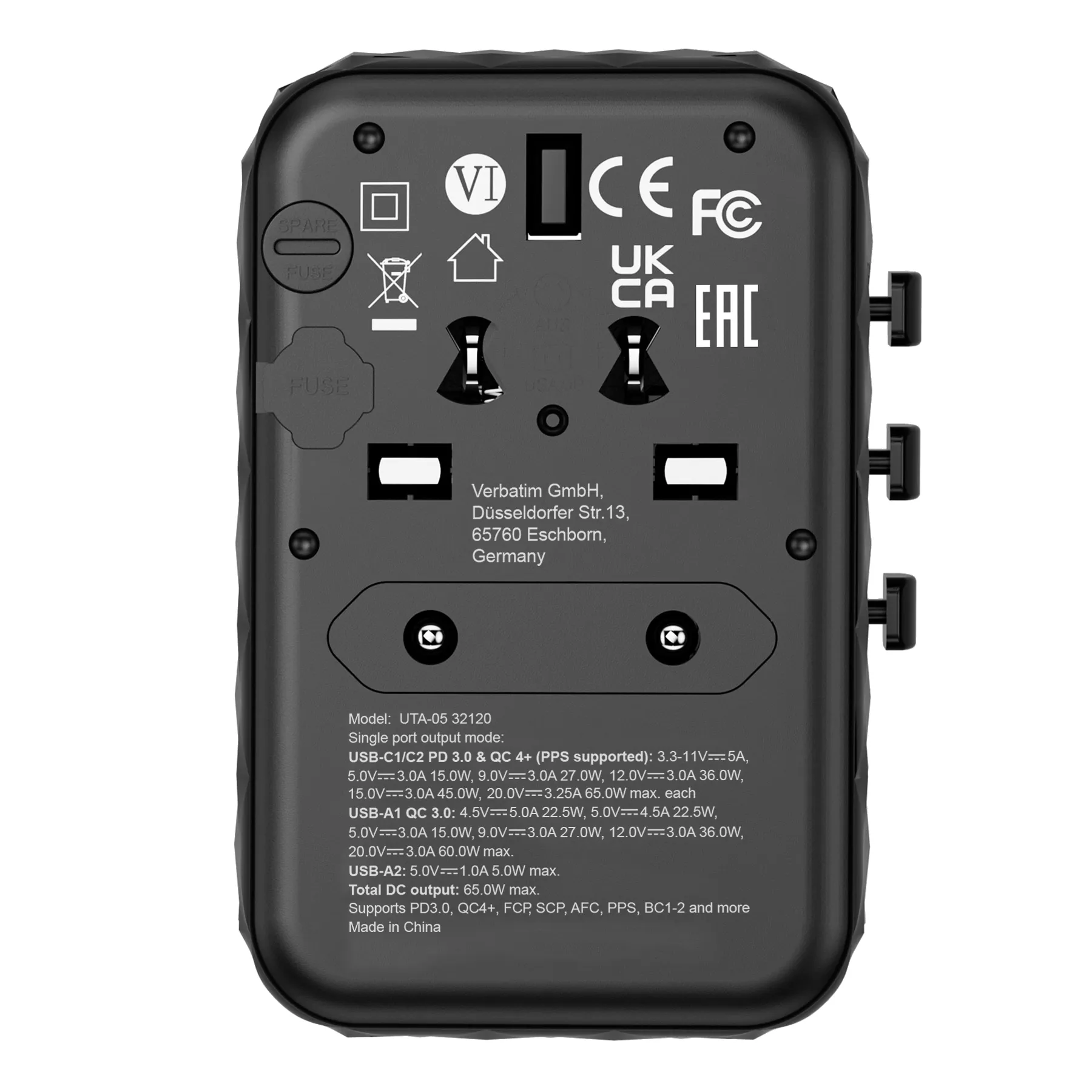 Verbatim UTA-05 GaN III Universal Travel Adapter 2 x USB-C PD -laturi
