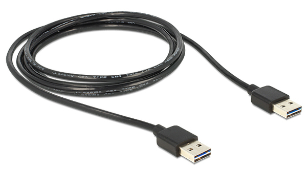 DeLock Cable Easy USB-A - USB-A - kabel, Svart, 5m