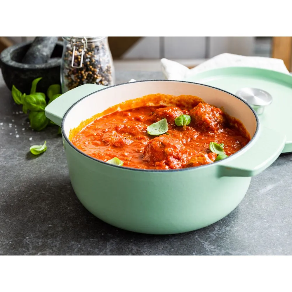 KitchenAid Gjutj&auml;rnsgryta med lock 22 cm 3.3 L Gr&ouml;n