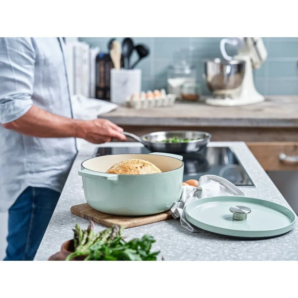 KITCHENAID gjutj&auml;rnsbraiseringspanna med lock, 26 centimeter, gr&ouml;n