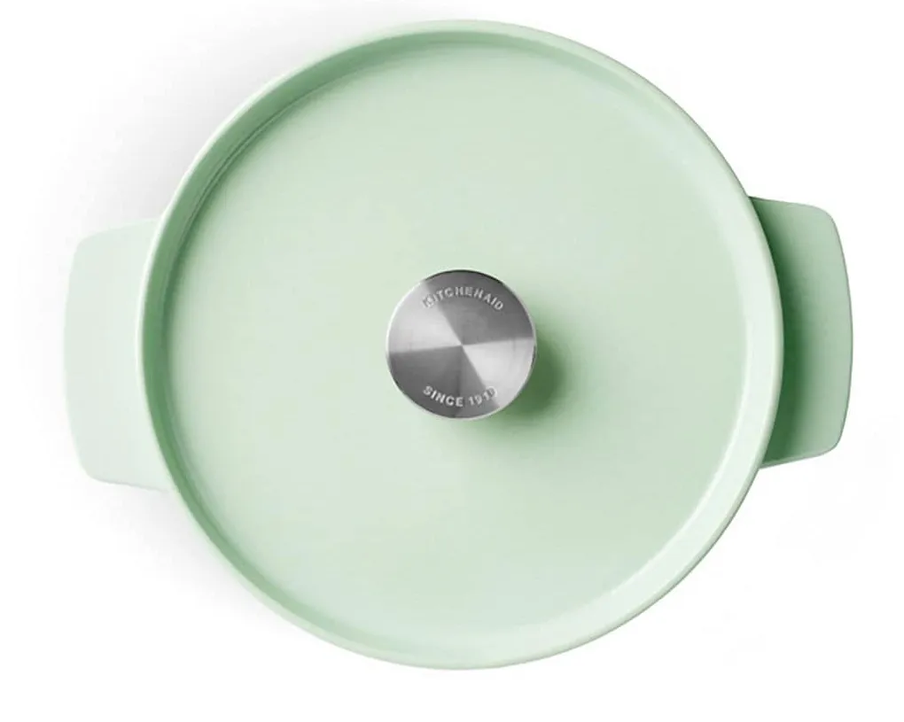 KitchenAid Gjutj&auml;rnsgryta med lock 22 cm 3.3 L Gr&ouml;n
