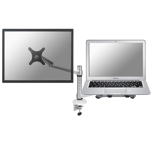 NEWSTAR Flatscreen Desk Mount (clamp) with notebook tray 1 screen Silver 10kg