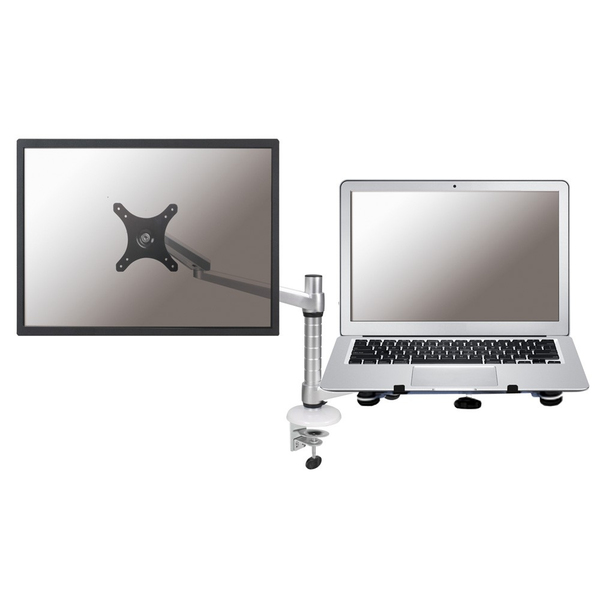 NEWSTAR Flatscreen Desk Mount (clamp) with notebook tray 1 screen Silver 10kg