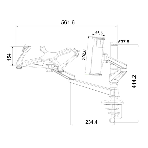 NEWSTAR Flatscreen Desk Mount (clamp) with notebook tray 1 screen Silver 10kg