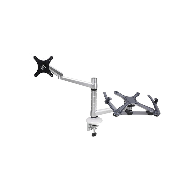 NEWSTAR Flatscreen Desk Mount (clamp) with notebook tray 1 screen Silver 10kg