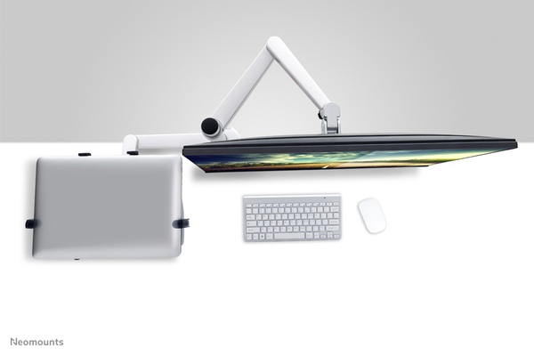 NEWSTAR Flatscreen Desk Mount (clamp) with notebook tray 1 screen Silver 10kg