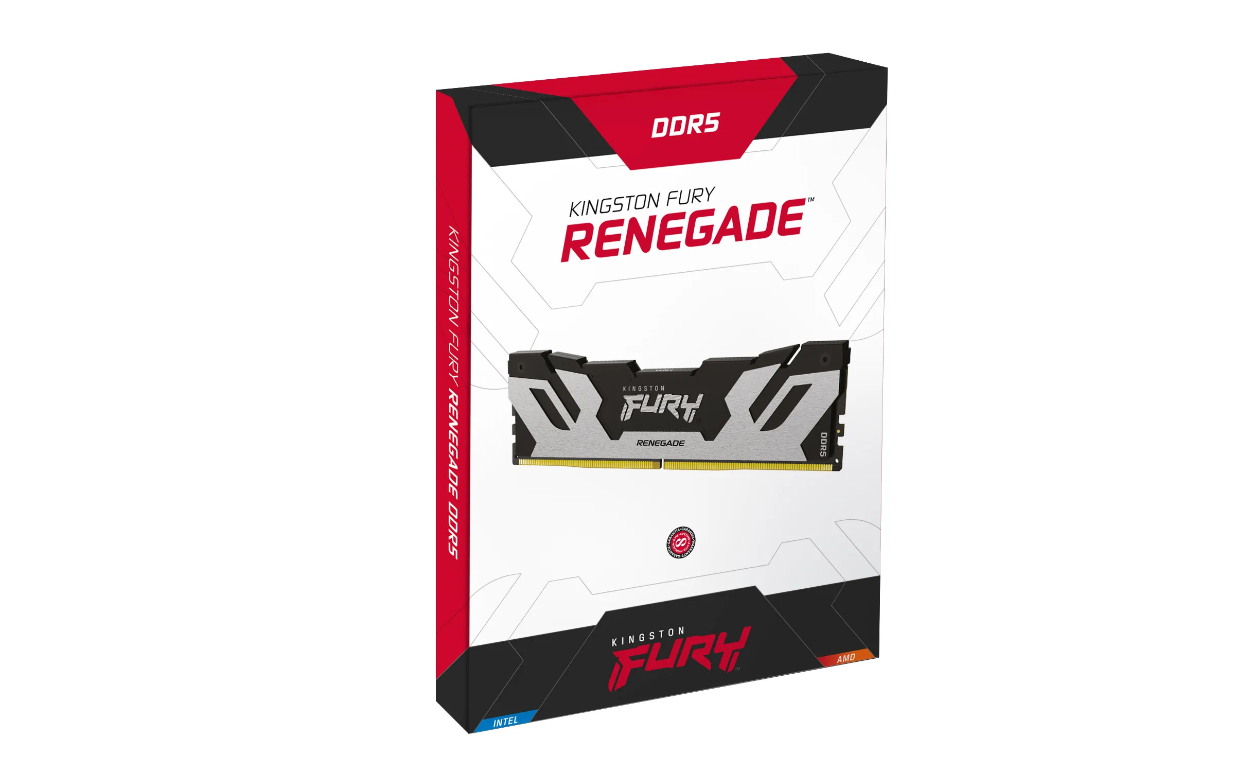 Kingston FURY Renegade 24 Gt (1 x 24 Gt) DDR5 8000 MHz, CL38 -muisti, musta/hopea (XMP)