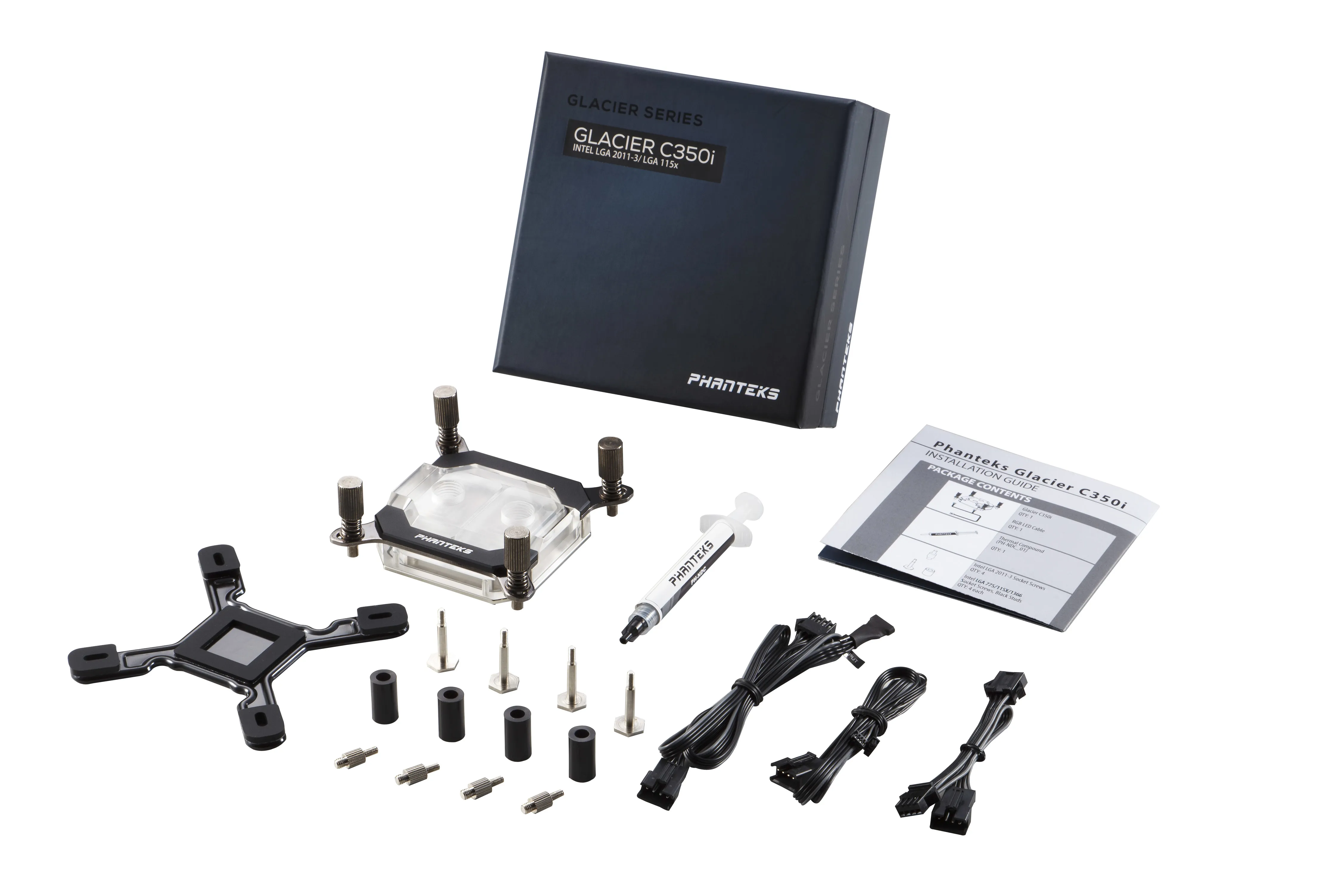 Phanteks C350I CPU Water Block. Acrylic Cover . RGB LED. Black