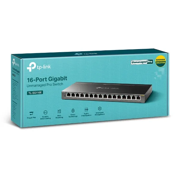 TP-LINK 16-Port Gigabit Easy Smart Switch 16 Gigabit RJ45 Ports MTU/Port/Tag-based VLAN QoS IGMP Snooping