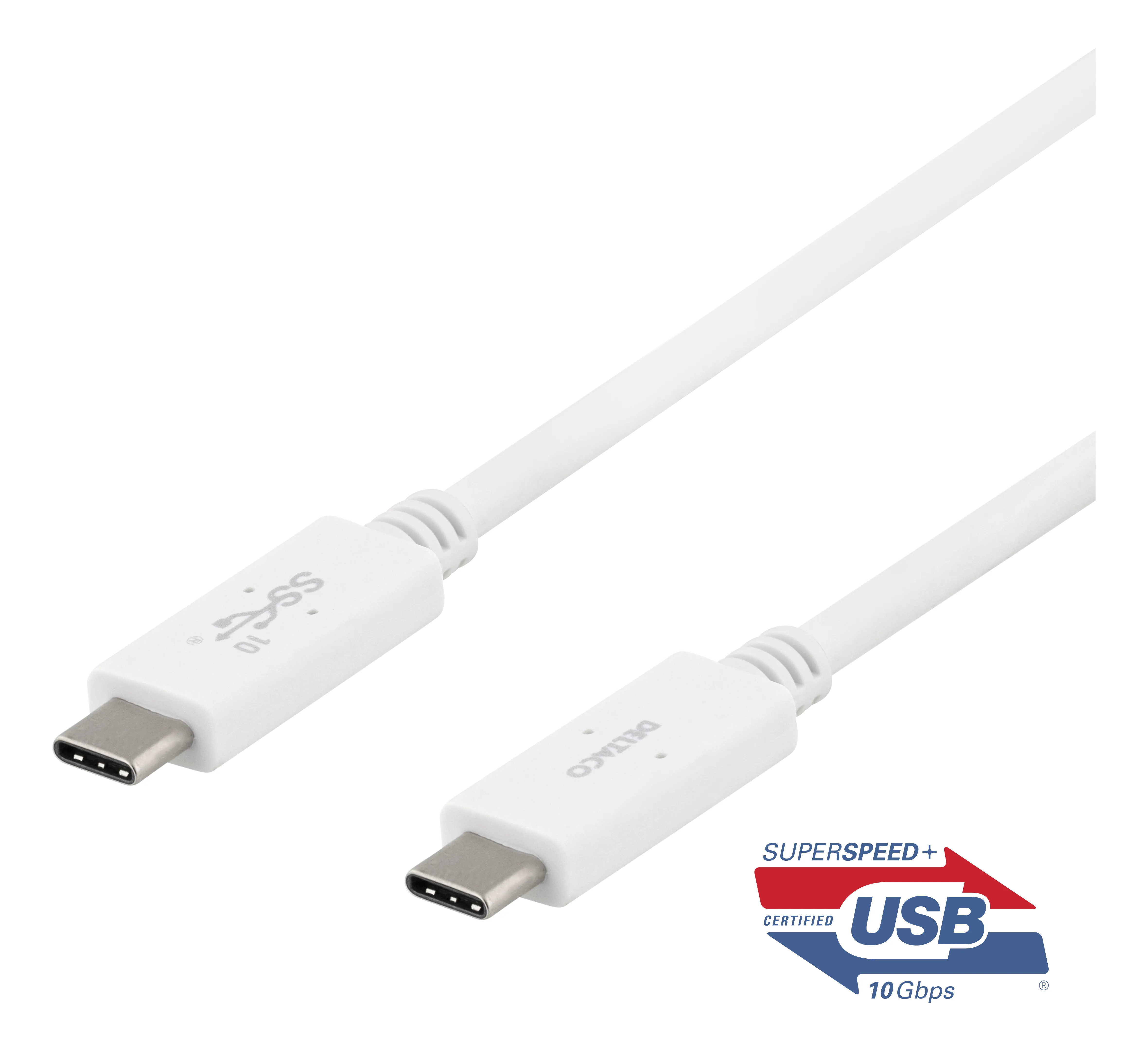 Deltaco Mobility USB-C &ndash; USB-C 3.1 Gen 2 - cable, 1m, White