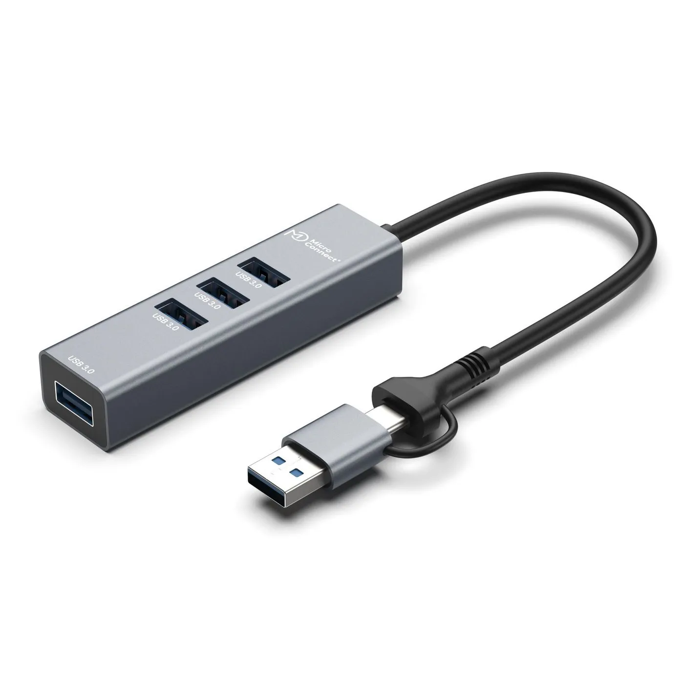 MicroConnect USB 3.0 Hub 4-Port with USB-C & A connectors, 5Gbps, 0,15m