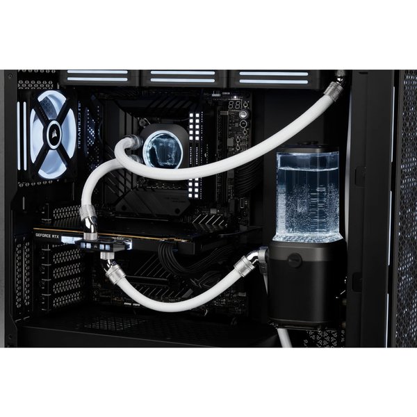 CORSAIR Hydro X Series XT Softline Mesh Tubing  White  Easily Cut to Length - Durable EPDM Rubber