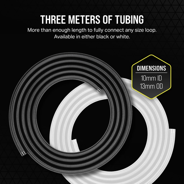 CORSAIR Hydro X Series XT Softline Mesh Tubing  White  Easily Cut to Length - Durable EPDM Rubber