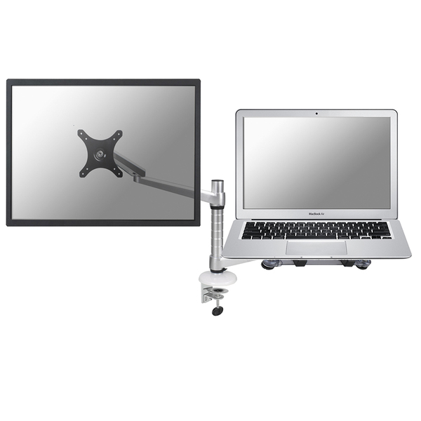 NEWSTAR Flatscreen Desk Mount (clamp) with notebook tray 1 screen Silver 10kg