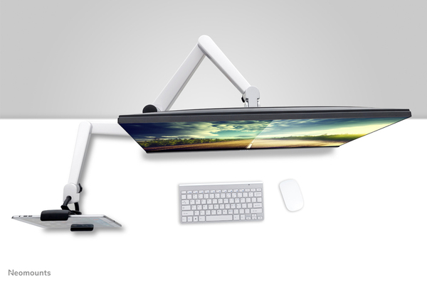 NEWSTAR Flatscreen Desk Mount (clamp) with notebook tray 1 screen Silver 10kg