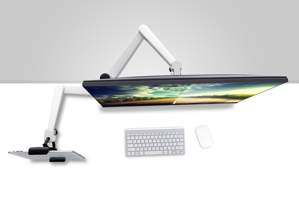 NEWSTAR Flatscreen Desk Mount (clamp) with notebook tray 1 screen Silver 10kg