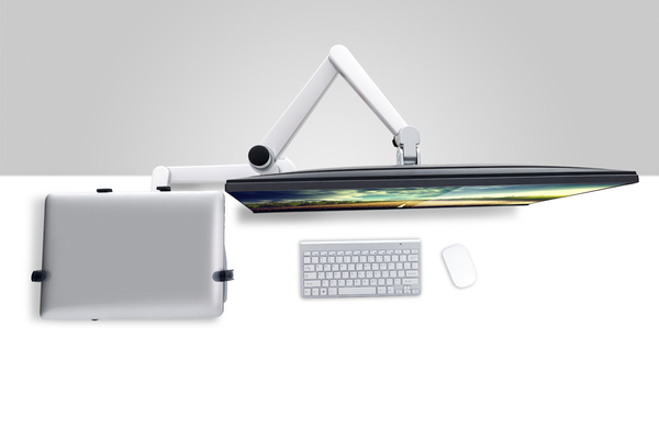 NEWSTAR Flatscreen Desk Mount (clamp) with notebook tray 1 screen Silver 10kg