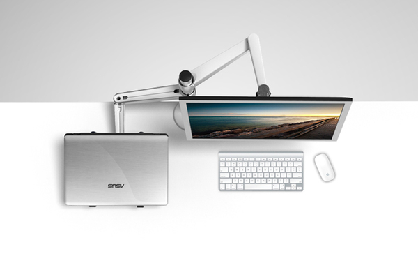 NEWSTAR Flatscreen Desk Mount (clamp) with notebook tray 1 screen Silver 10kg