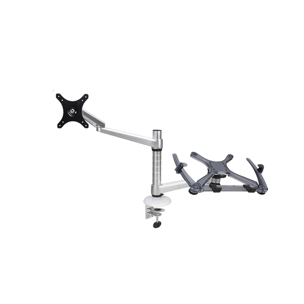 NEWSTAR Flatscreen Desk Mount (clamp) with notebook tray 1 screen Silver 10kg