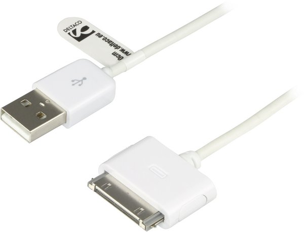 DELTACO USB-synkkabel till iPhone/iPod, 0,1m, svart