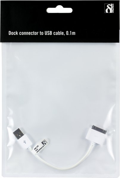 DELTACO USB-synkkabel till iPhone/iPod, 0,1m, svart
