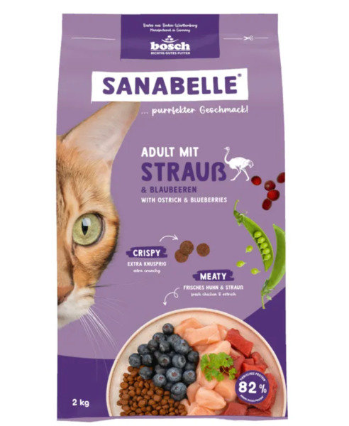 Bosch Sanabelle Life Strutsia ja Mustikkaa, Kissan kuivaruoka, Adult, 8 kg