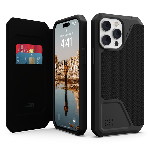 UAG Metropolis, iPhone 14 Pro Max - flip case, Kevlar Black