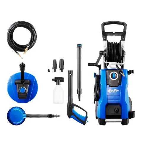 Nilfisk E 145.4-9 PAD X-TRA High Pressure Washer, 2100 w, 145 bar, 500 l/h, 9 mhose, Blue/Black