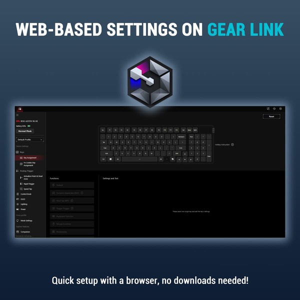 ASUS ROG Azoth 96 HE -langaton mekaaninen pelin&auml;pp&auml;imist&ouml;, ROG HFX V2 Magnetic, musta