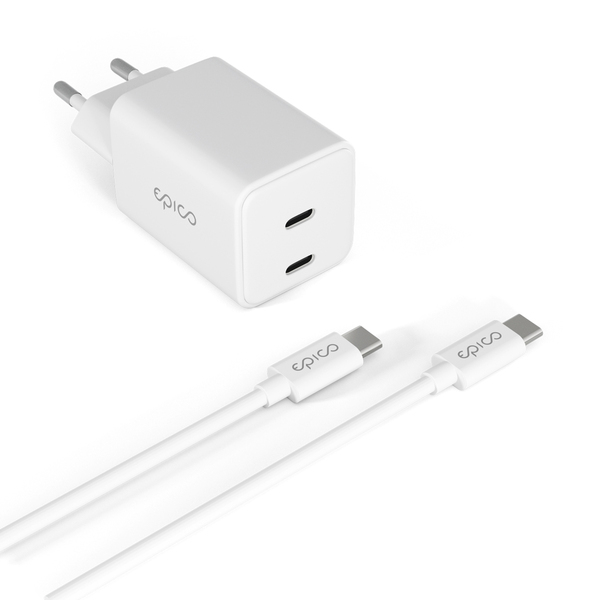 Epico UltraBoost GaN 45W Wall Charger EA45 with 1.2m USB-C Cable - white