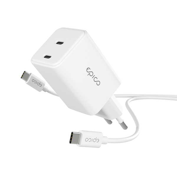 Epico UltraBoost GaN 45W Wall Charger EA45 with 1.2m USB-C Cable - white