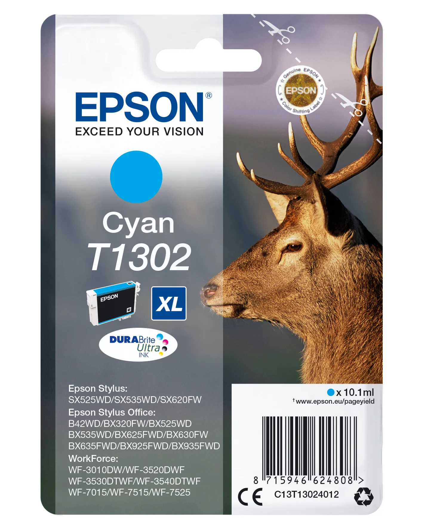 Epson T1302 XL bl&auml;ckpatron, 10.1 ml, cyan