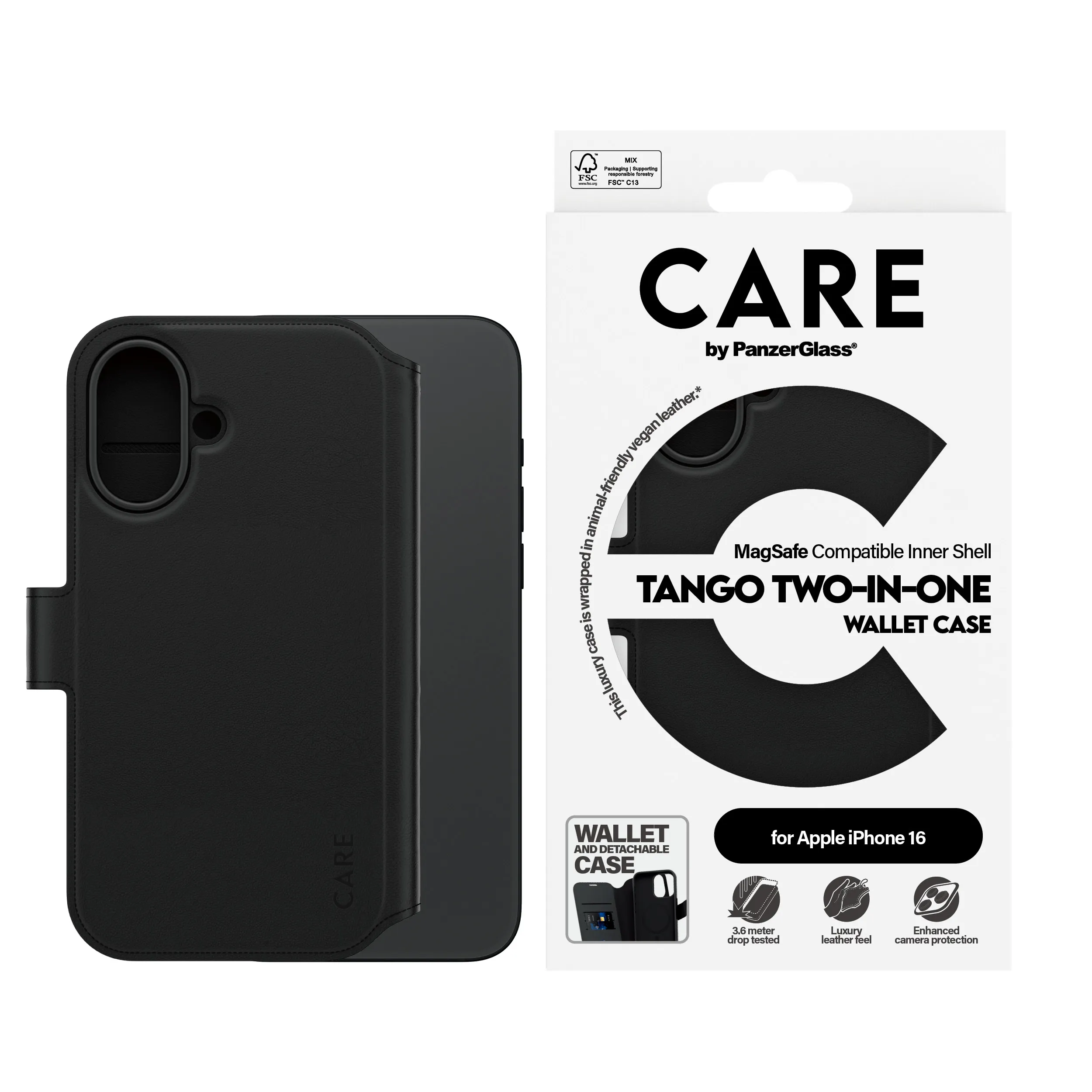 Care by PanzerGlass iPhone 16 Tango 2in1 Wallet Case