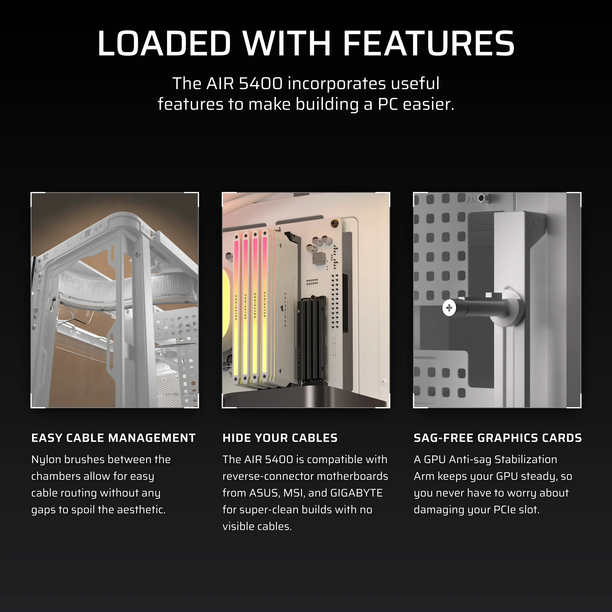 CORSAIR AIR 5400 LX-R RGB iCUE LINK Triple Chamber Midi-Tower Case with window, with RGB lighting, White