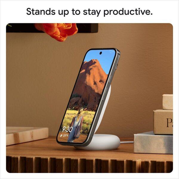 Google Pixelsnap Qi2 Wireless Charger with Stand, 25 W - wireless charger, 1 m, Fog / Snow