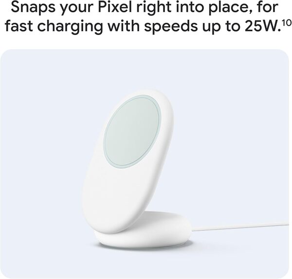 Google Pixelsnap Qi2 Wireless Charger with Stand, 25 W - wireless charger, 1 m, Fog / Snow