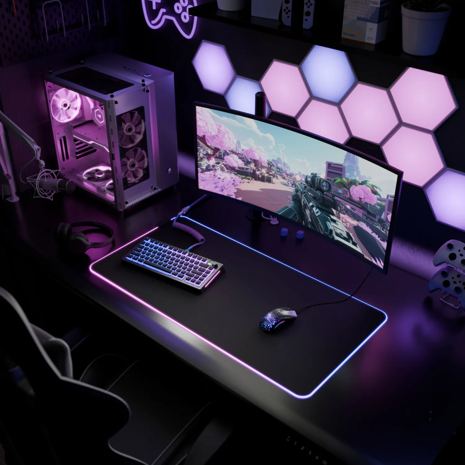 Glorious Pad 2 GLED XXL - gaming mousepad, Black, 91x46cm