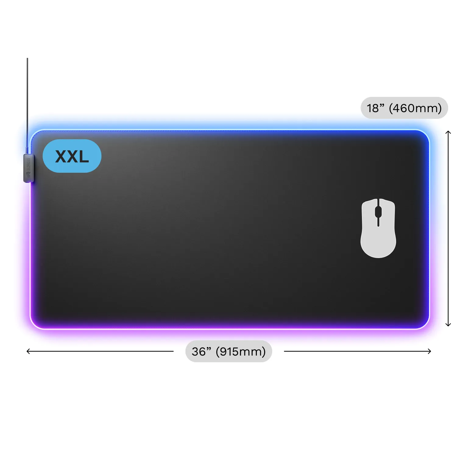 Glorious Pad 2 GLED XXL - gaming mousepad, Black, 91x46cm