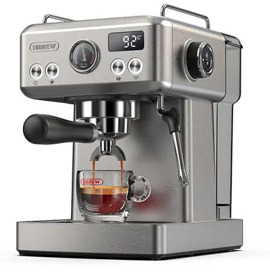 HIBREW H10A halvautomatisk espressomaskin, 1,8 l, svart/silver