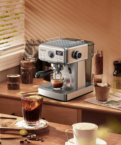 HIBREW H10A halvautomatisk espressomaskin, 1,8 l, svart/silver