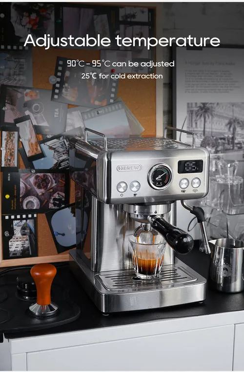HIBREW H10A halvautomatisk espressomaskin, 1,8 l, svart/silver