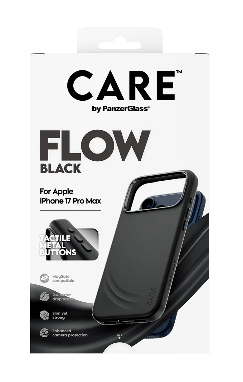 PanzerGlass CARECASE FLOW W. MagSafe Case for iPhone 17 Pro Max, Black