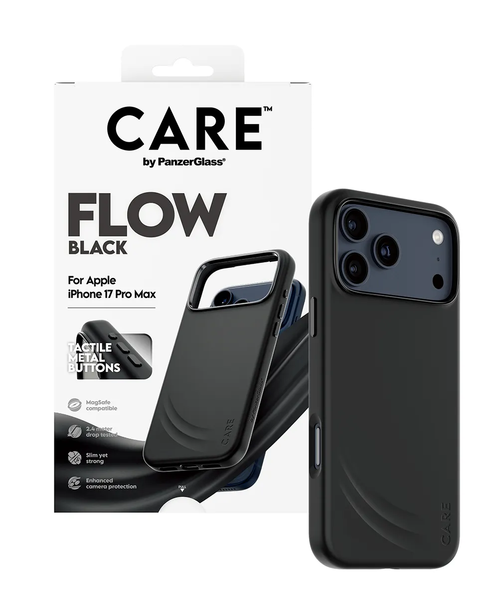 PanzerGlass CARECASE FLOW W. MagSafe Case for iPhone 17 Pro Max, Black