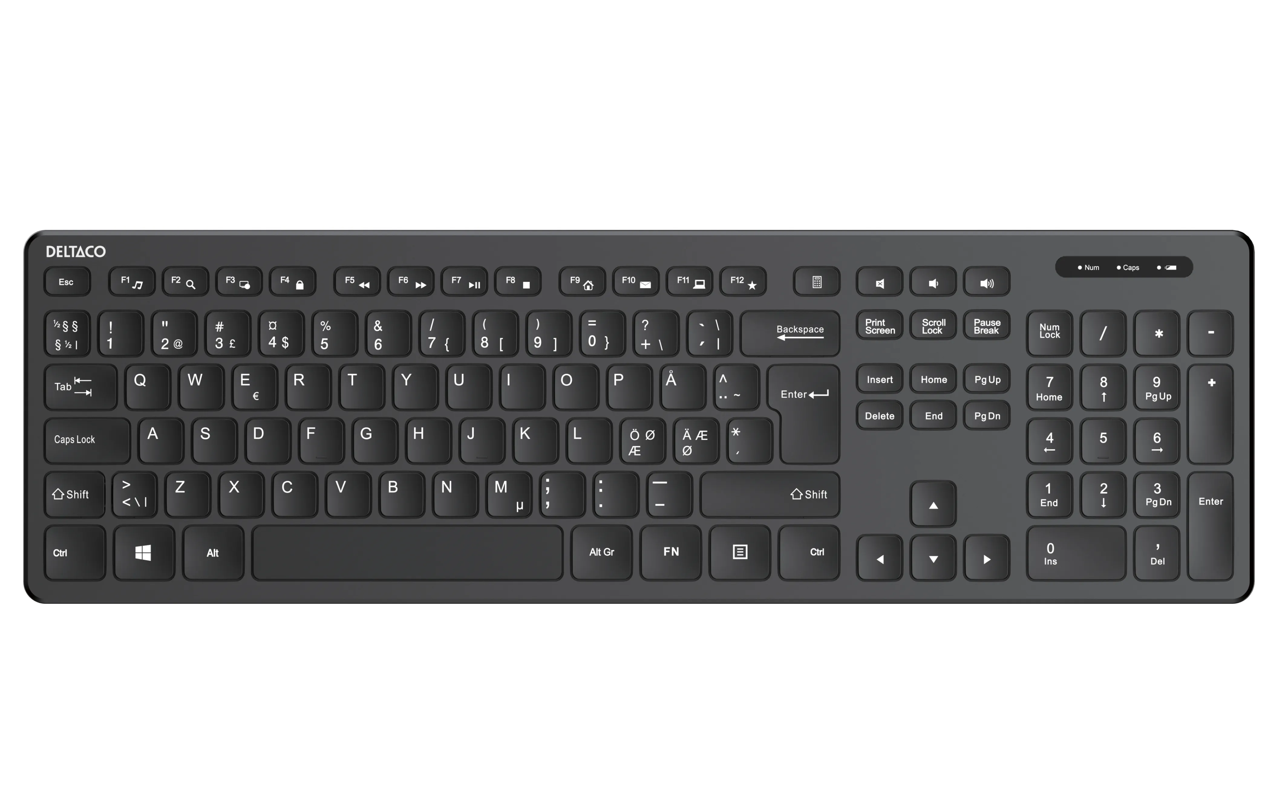 DELTACO TB-122-1S Wireless Keyboard, Black