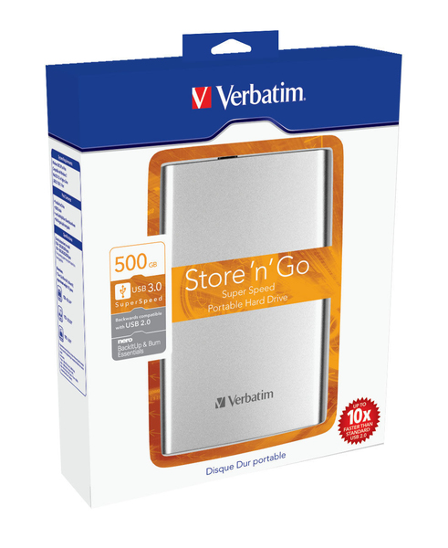Verbatim Store 'n' Go 500 GB - extern h&aring;rddisk , Silver