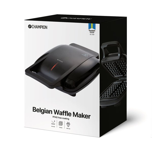 Champion CHBW400 Double Belgian Waffle Maker - Black - 1000 Watt